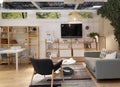 Nice modern family room design in store IKEA Royalty Free Stock Photo