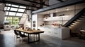nice modern , view of the kitchen generated by AI tool. Royalty Free Stock Photo