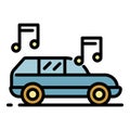 Nice music from the car icon color outline vector Royalty Free Stock Photo