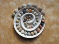 Beautiful round stones on brown fabric, Lithuania Royalty Free Stock Photo