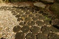 Nice natural homemade walkway of wooden circles