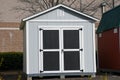 a nice new gray storage shed wooden door Royalty Free Stock Photo