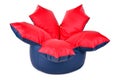 Nice new and soft blue-red conceptual beanbag isolated on white background Royalty Free Stock Photo