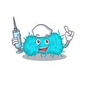 A nice nurse of bacteria prokaryote mascot design concept with a syringe