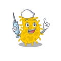 A nice nurse of bacteria spirilla mascot design concept with a syringe Royalty Free Stock Photo