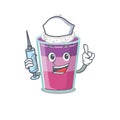 A nice nurse of cocktail jelly mascot design concept with a syringe