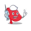 A nice nurse of heart mascot design concept with a syringe Royalty Free Stock Photo