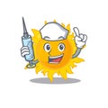 A nice nurse of summer sun mascot design concept with a syringe Royalty Free Stock Photo