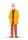 Nice old man in a jacket. Vector illustration in flat cartoon style isolated on white background Royalty Free Stock Photo