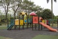 Nice outdoor children playground in the park Royalty Free Stock Photo