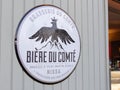 Biere du comtÃÂ© logo brand and text sign of beer front wall of pub bar restaurant of french