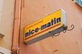 Nice matin newspaper morning sign text and brand logo French shop daily newspapers of general