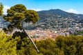 Nice panorama with Riquier, Cimiez and Saint Roch historic old town districts with Alpes mountains in France Royalty Free Stock Photo