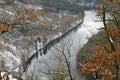 Nice panoramic view to the Saale Dam during the winter time, Thuringia Royalty Free Stock Photo