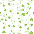 Nice pattern with clover leaves with lines on white background