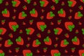 Nice pattern with strawberry on purple background