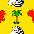 A nice pattern with a zebra, a palm tree and the map of Africa