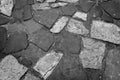 Nice patterned stone pavement in Prague ideal for background image in black and white Royalty Free Stock Photo