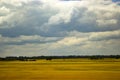 A nice photo of a field with a clouds