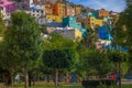 Colorful houses and a children`s play park in the city of Guanajuato, Mexico Royalty Free Stock Photo