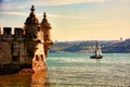 Lisbon landcape with Belem tower and sail boat