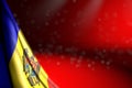 pretty any occasion flag 3d illustration - illustration of Moldova flag hangs in corner on red with soft focus and empty space