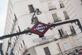 Nice picture of the sign of the underground subway station of the famous square of Sol in Madrid (Spain Royalty Free Stock Photo