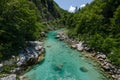 Soca river near Kobarid village, Slovenia Royalty Free Stock Photo