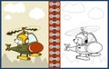 Nice pilot cartoon on helicopter, coloring page or book Royalty Free Stock Photo