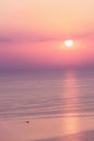 Nice pink sunset seascape in pastel shades, peace and calm outdoor travel background Royalty Free Stock Photo