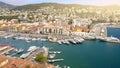 Nice port with white yachts and boats, breathtaking panorama of seaside city