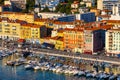 Nice Port and yacht marina district with Mont Boron hill at French Riviera of Mediterranean Sea Harbor in France Royalty Free Stock Photo