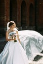 Nice portrait of the amazing bride with the bouquet