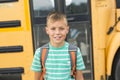 Pre teen boy outside at school Royalty Free Stock Photo