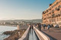 Nice, Provence / France - September 28, 2018: Sunset over evening promenade Royalty Free Stock Photo