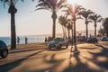 Nice, Provence / France - September 28, 2018: Sunset over the promenade Royalty Free Stock Photo