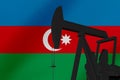 Nice pumpjack oil extraction with Azerbaijan flag 3d render