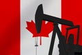 Nice pumpjack oil extraction with the Canada flag 3d render