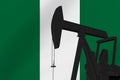 Nice pumpjack oil extraction with Nigeria flag 3d render