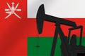 Nice pumpjack oil extraction with the Oman flag 3d render