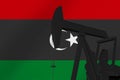 Nice pumpjack oil extraction with Libya flag 3d render