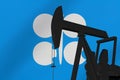 Nice pumpjack oil extraction with OPEC The Organization of the Petroleum Exporting Countries the flag 3d render