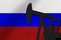 Nice pumpjack oil extraction with Russia flag 3d render