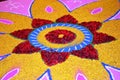 Beautiful Rangoli made by various Flower Color