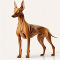 Nice red dog breed pharaoh hound portrait isolated on white close-up, beautiful pet,