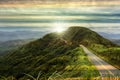 Nice road with sunrise with colud and beautiful color Royalty Free Stock Photo