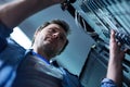 Nice serious man working in the data center Royalty Free Stock Photo