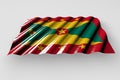 Cute anthem day flag 3d illustration - shiny flag of Grenada with large folds lying isolated on grey