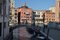 Nice Shot Of The Grand Canal Buildings Seen Behind A Beautiful Bridge In Venice. Travel, holidays, architecture. March 28, 2015.