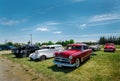 Nice side front view of old vintage classic cars Royalty Free Stock Photo